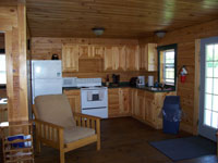 Log Cabin Rental - Living Room and Kitchen - North Country Rivers